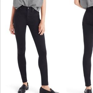 Madewell 9” high riser black sateen skinny jeans